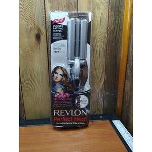 Revlon RVIR3005 Perfect Heat 3 Barrel Ceramic Hair Waver Iron Curler New!